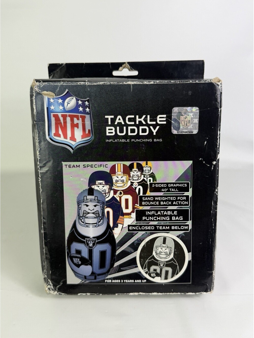 New Las Vegas (Oakland) Raiders Tackle Buddy Punching Bag NIB 40” Tall